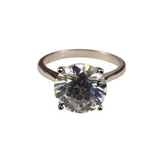 Moissanite Sterling Silver 925 Round Solitaire Ring Certified GRA Gemstone